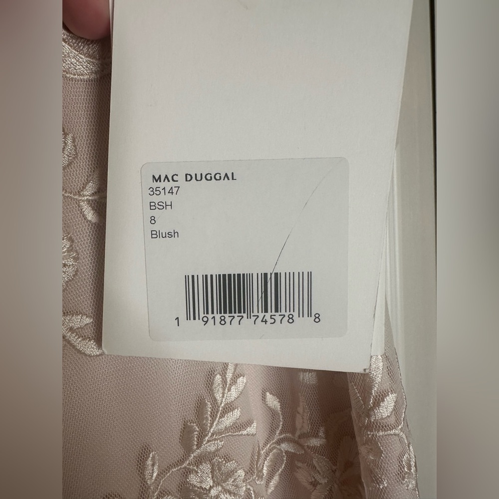 NWT Mac Duggal #35147 Sheer Neck Flutter Sleeve Dress in Blush - Picture 5 of 12